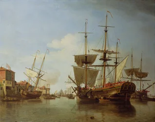 Skibsfart på Themsen ved Rotherhithe, ca.1753
